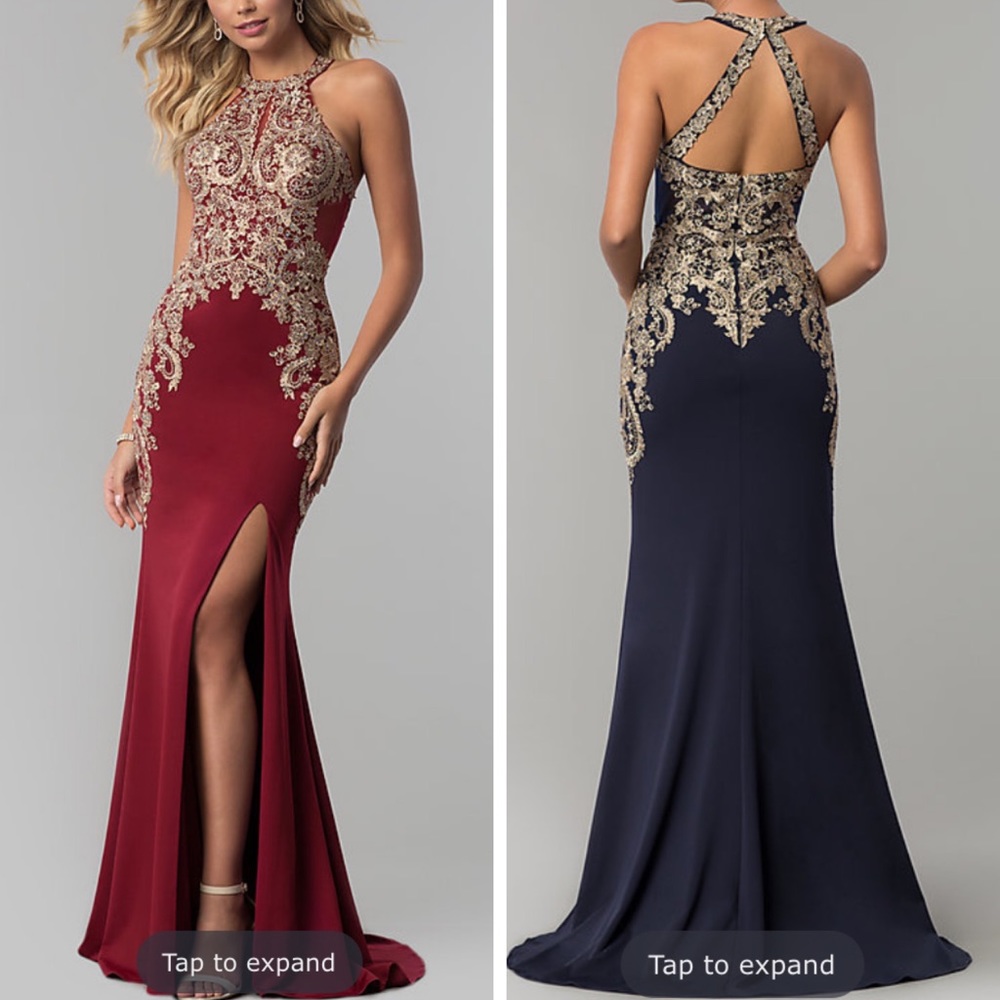 NWT Embroidered Floor Length Burgandy Gown